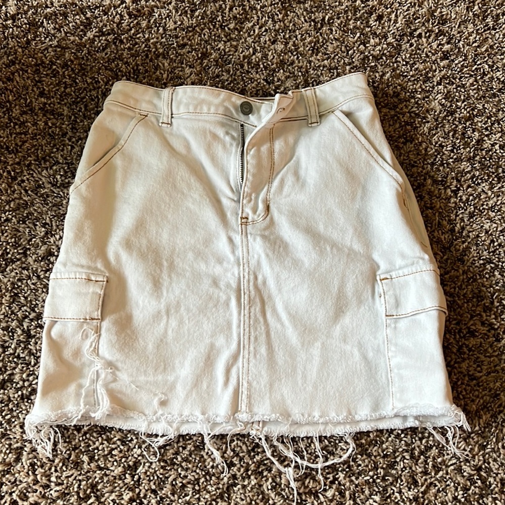 Hollister white jean skirt